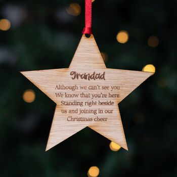 Personalised Wooden Christmas Star Memorial Bauble, 6 of 7