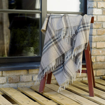  grey  and brown baby alpaca throw bella  square  by woolme 