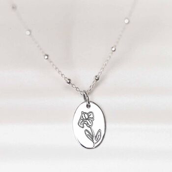 Sterling Silver February Birth Flower Necklace, 3 of 4