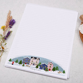 A4 Letter Writing Paper With Snowy Village, 3 of 4