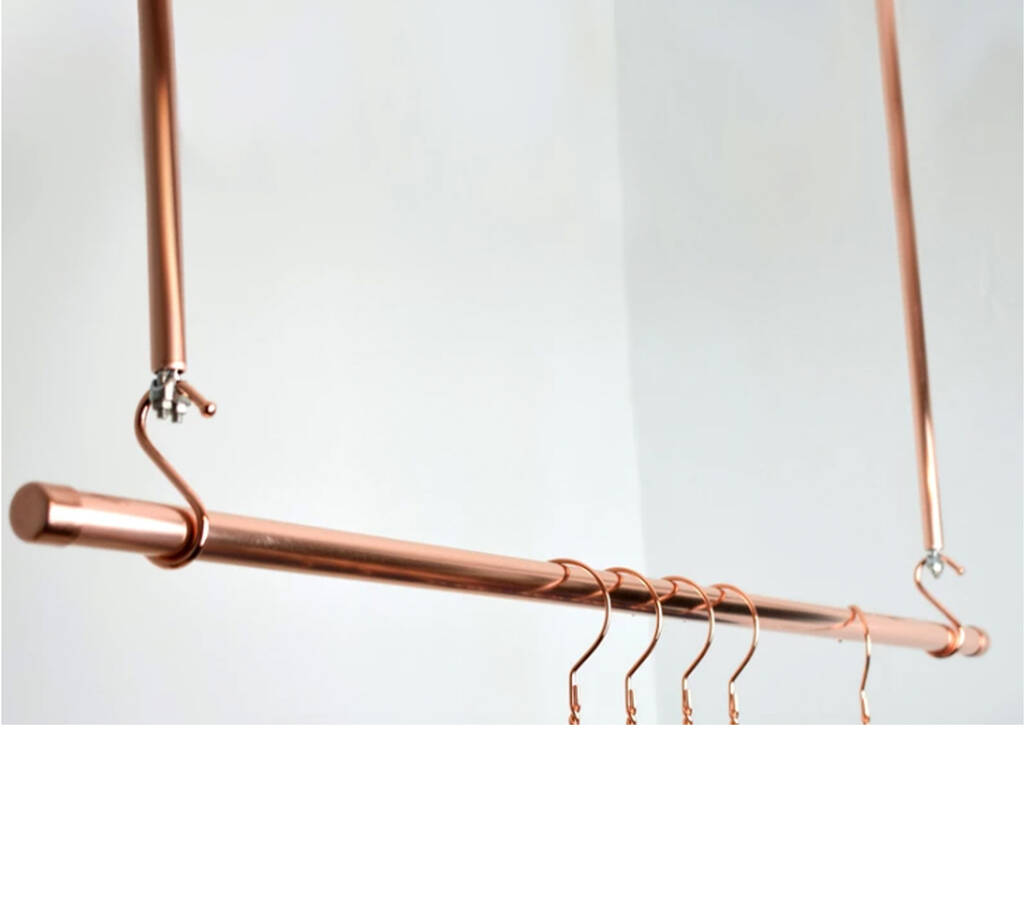 150cm Copper Clothes Rail Hanging Height 20cm By Proper Copper Design