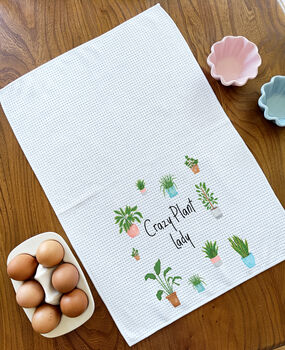 Personalised Crazy Plant Lady Tea Towel, 5 of 5