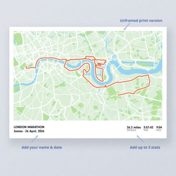 London Personalised Marathon Map Print, 2 of 4