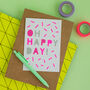 Oh Happy Day! Handmade Card Neon Pink/Grey, thumbnail 3 of 7