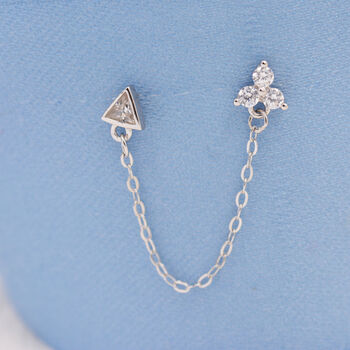 Sterling Silver Chained Earrings For Multiple Piercings. Sold As One Piece, 4 of 11