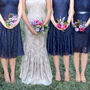 Bespoke Lace Bridesmaid Dresses Midnight Blue, thumbnail 1 of 9