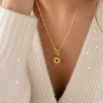 Sunburst Heart T Bar Necklace, 2 of 6
