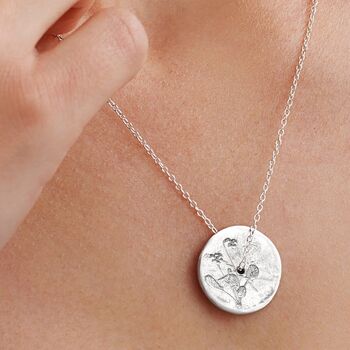 Birth Flower Spinner Necklace In Sterling Silver, 2 of 12