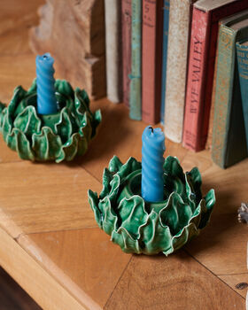 A Pair Of Ceramic Artichoke Candle Stick Holders, 3 of 5