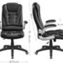 High Back Office Swivel Chair With Flip Up Armrests, thumbnail 3 of 9