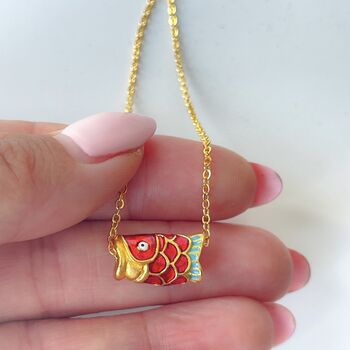 Koi Fish Enamel Necklace, 2 of 5