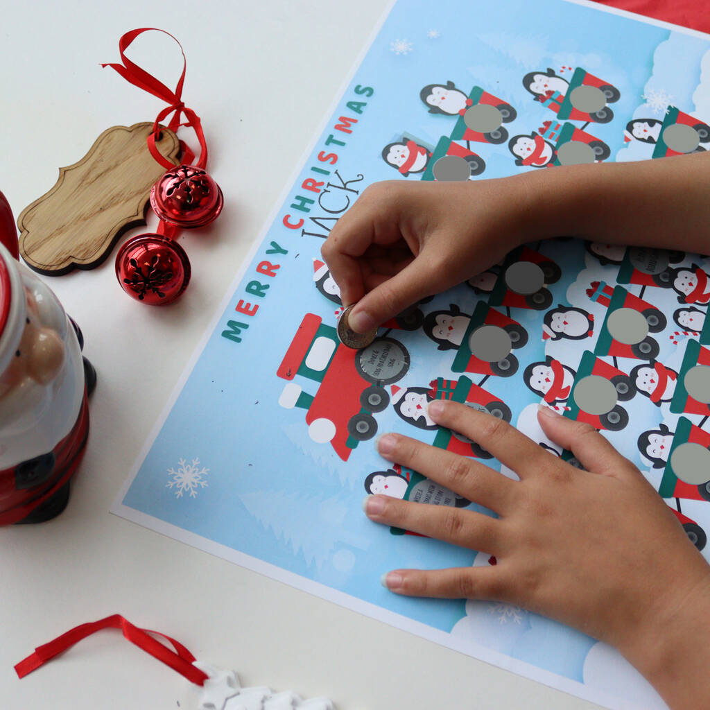 Personalised Penguin Scratch Off Activity Calendar, 1 of 4