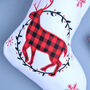 Personalised Tartan White Stocking With Reindeer, thumbnail 2 of 4