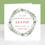 Granddaughter Personalised Wreath Christmas Card, thumbnail 3 of 3