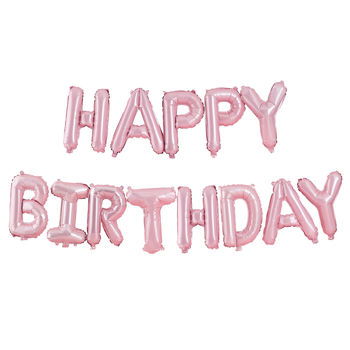 Matte Pink Happy Birthday Balloon Bunting Decoration, 2 of 3