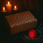 Gothic Wooden Gift; Floral Triquetra Carved Box, thumbnail 1 of 6