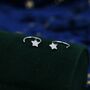 Tiny Star Huggie Hoop Earrings In Sterling Silver, thumbnail 4 of 12