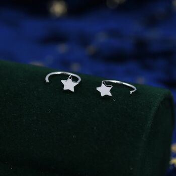 Tiny Star Huggie Hoop Earrings In Sterling Silver, 4 of 12