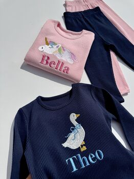 Kids Gift Personalised Pyjama Loungewear Set Animals Designs, 6 of 10