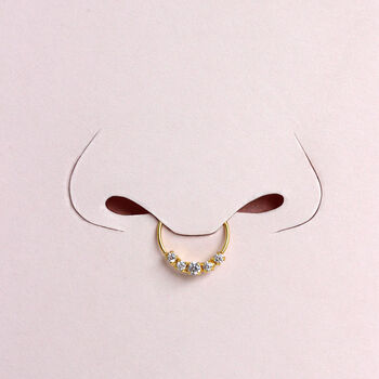 Sterling Silver Five Cz Pave Septum Helix Nose Ring, 2 of 3