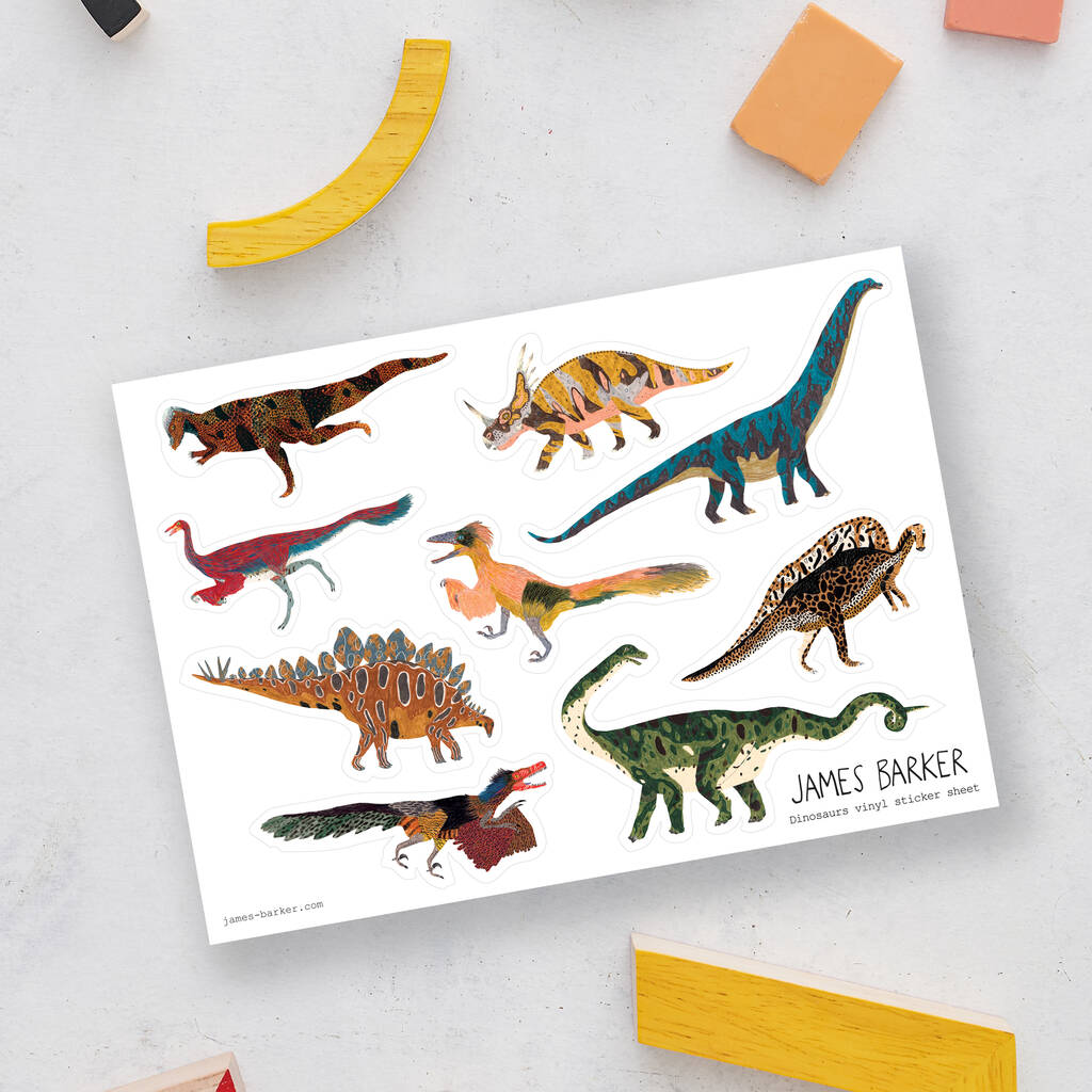 Dinosaur Vinyl Stickers Sheet B, 1 of 9