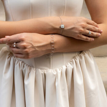 White Opal Clover Sterling Silver Bracelet, 4 of 12