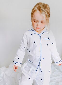 Personalised Mum And Child Navy Star Pyjama Set, 3 of 7