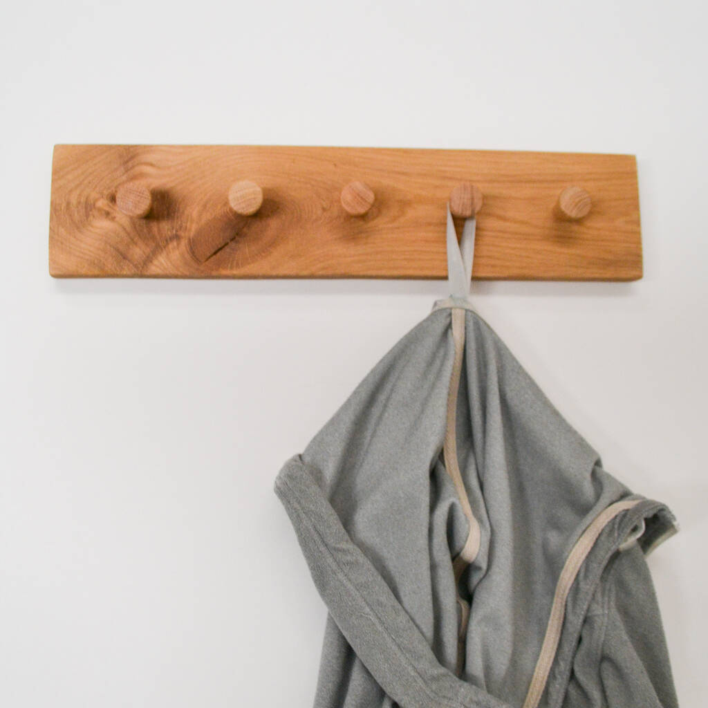 Solid Oak Coat Rack Or Towel Hanger, 1 of 11