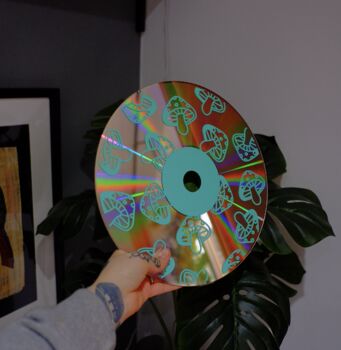 Mushroom Trippy Upcycled 12' Laser Disc Decor, 3 of 6
