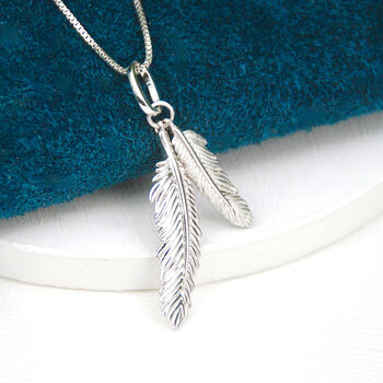 Personalised Silver Two Feather Necklace, 4 of 10