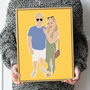 Custom Family Portrait Line Art Colour Block Gift, thumbnail 6 of 9
