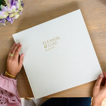 Large Personalised Wedding Photo Album Made With Linen, 2 of 12