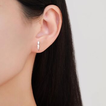 Mismatched Rabbit And Carrot Stud Earrings In Sterling Silver With Partial Rose Gold, 6 of 12