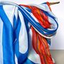 Zebra Print Scarf With Colourblock Border In Blue, thumbnail 2 of 4