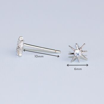 Sterling Silver Crystal Star Stud Earrings, 3 of 5
