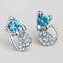 Blue And White Crystal Cat Stud Earrings, thumbnail 3 of 3