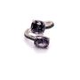 White Gold, Spinel And Black Diamond Crossover Ring, thumbnail 3 of 10