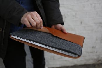 Classic Leather Macbook Sleeve, 3 of 4