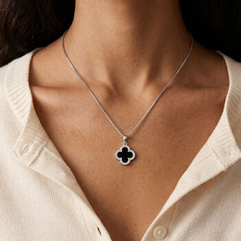 Sterling Silver Black Clover Necklace, 7 of 7