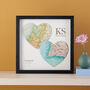 Two Map Hearts Personalised Engagement Print Gift, thumbnail 2 of 7