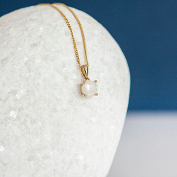 Genuine White Fire Opal Necklace In 9ct Gold, 5 of 12