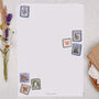 A4 Letter Writing Paper Floral Stamp Design, thumbnail 1 of 4