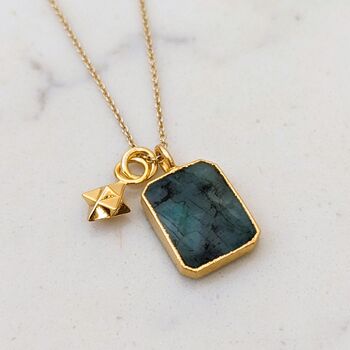 The Duo Emerald Necklace, Gold Plated, 4 of 12