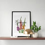 Personalised Gladiolus Botanical Flower Print, thumbnail 2 of 5
