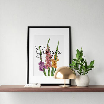 Personalised Gladiolus Botanical Flower Print, 2 of 5