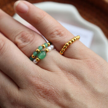 Green Aventurine Stacked Stretch Rings, 4 of 6