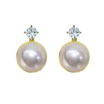 Celestia Zirconia And Pearl Earrings, 3 of 7