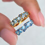 Blue Sapphire And Blue Topaz Pear Cut Half Eternity Band In Sterling Silver And Gold Vermeil, thumbnail 8 of 11