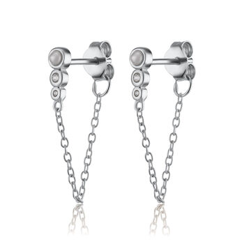 Chained Pearl Stud Earrings, 5 of 6
