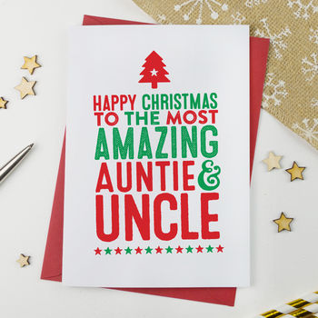 Amazing Aunt And Uncle Christmas Card, 2 of 2